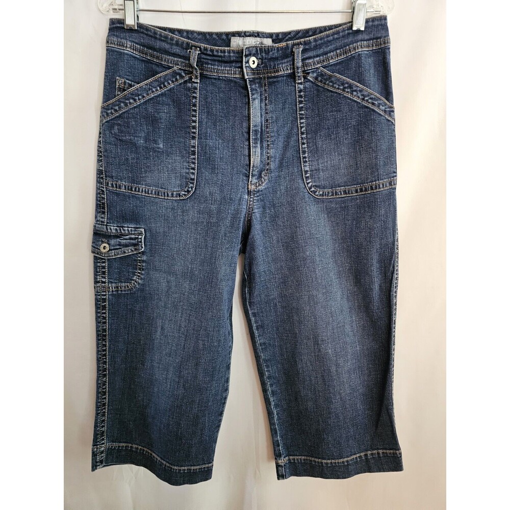 Chico's Platinum Capri Womens Blue Denim Capris Size 2